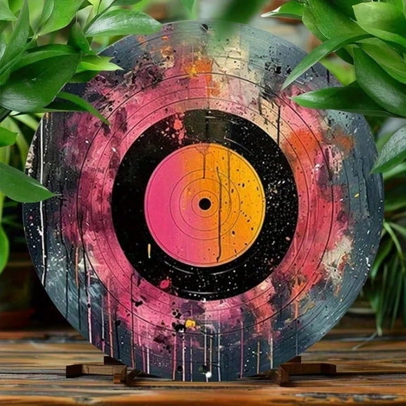 HELLOYOUNG Metal Vinyl Record Wall Art Decor Vintage Textured Pre-Drilled Home Decor with Rustic Look, Wall Mount Decor for Living Room Bedroom