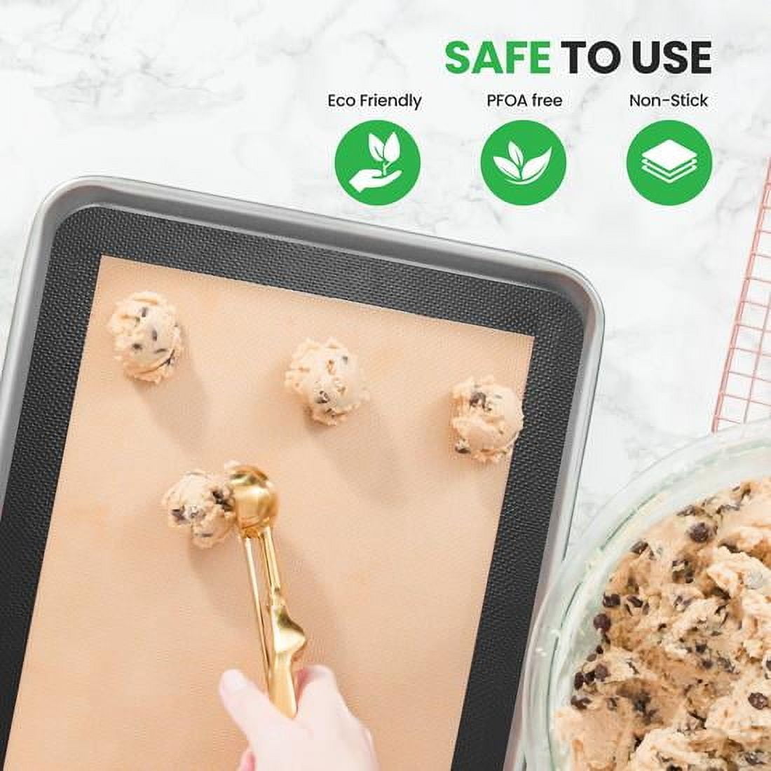 Nutrichef Silicone Baking Mats | 2 Non-stick Food-Grade Silicone Mats | Perfect for Full Baking Pans 24.4 x 16.5 IN | Oven-safe Up to 480 Degrees F | Suitable for Ovens, Freezers & Dishwashers -Black