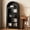 Black, variant on Jakoola 67" Arched Pantry Storage Cabinet with Lights, Glass Doors & Adjustable Shelves for Kitchen,Dinning Room & Living Room, Brown