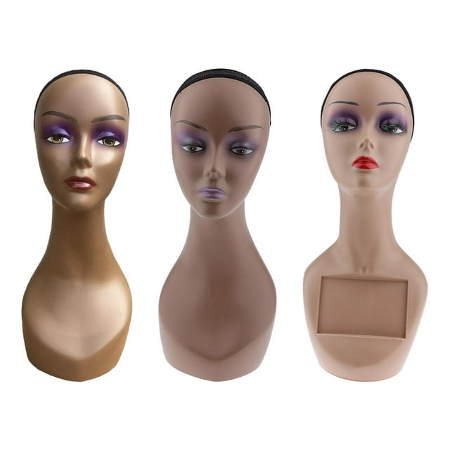 3pcs Realistic Female Mannequin Head Head Manikin Head Holder for Display Model Hair Home Salon