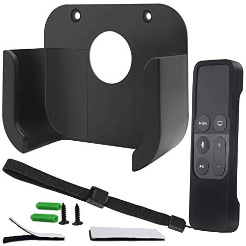 Wall Mount Bracket Holder with Remote Cover Compatible for TV4 4K Pinowu Mount and Siri Remote Protective Case Suitable for Apple TV 4/4K[5th (Black) - Walmart.com