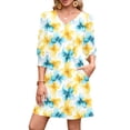 thumbnail image 2 of ZQUUVOU Women's Fall Dress 3/4 Sleeve V Neck Knee Length Chic Outfit Spring Summer Cotton Loungewear Outfits Yellow, 2 of 7