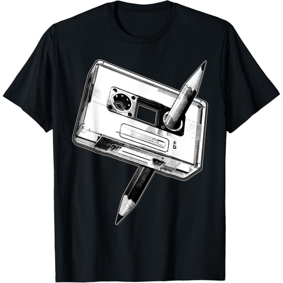 t-shirt 80s Cassette Tape Pencil 1980s Retro Vintage Music Mixtape T-Shirt mens，black，women，funny，journey，Crew Neck, Short Sleeve,printing