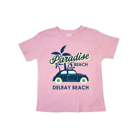Paradise Beach in Delray Beach with Palm Trees and Car Toddler
