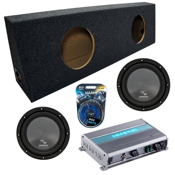 Regular Cab Truck Sealed Dual Enclosure w/ HA-R104 10" 500W RMS Sub, MXA600.1M 600W Amplifier, 8GA Amp Kit
