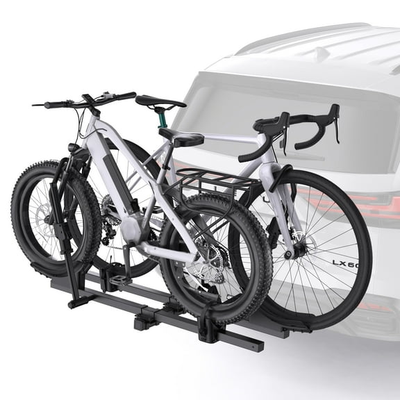 Tanx 2-Bike Hitch Mount Rack, 200lbs Ebike Fat Tire Bike Carrier, Model HB304, Black