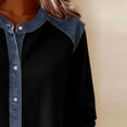 thumbnail image 6 of successthop Denim Patchwork Jacket Women Casual Button Up Crewneck Clothes Long Sleeve Outwear Panel Vacation Outfits L, 6 of 7