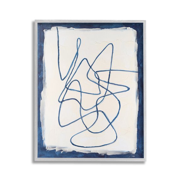 Stupell Industries Continuous Line Doodle Abstract Painting Gray Framed Art Print Wall Art, 16 x 20