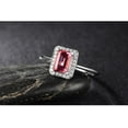 thumbnail image 4 of Solitaire Halo 1.25 Carat Red Ruby 7x5mm Emerald Cut And Moissanite Diamond Engagement Ring in 10k White Gold, 4 of 5