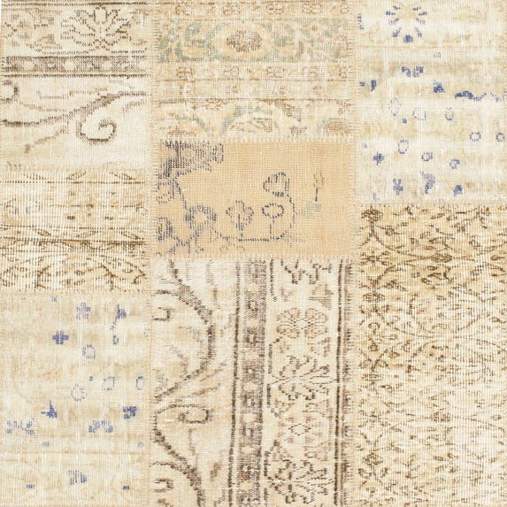 Ahgly Company Indoor Square Traditional Vanilla Gold Patchwork Area Rugs, 7' Square