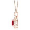 thumbnail image 2 of Angara Natural Ruby Pendant Necklace with Diamond Halo in 14K Rose Gold for Women (Size-4mm) – July Birthstone Jewelry | Round Ruby Halo Pendant, 2 of 8