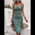 thumbnail image 4 of Vestido Midi Floral de Verano para Mujer con Tirantes Finos y Abertura en el Muslo Verde S, 4 of 8
