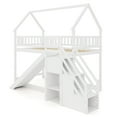 thumbnail image 1 of Costway Lit Superposé Simple sur Simple avec Glissade et Escalier avec Compartiments de Rangement Blanc, 1 of 10
