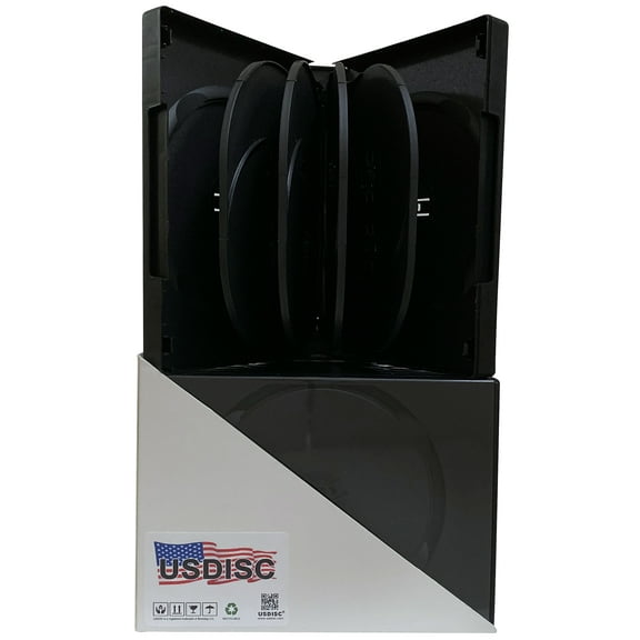 USDISC DVD Cases Chubby 33mm Economy, Decuple 10 Disc, Black, Pack Of 50
