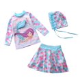 thumbnail image 1 of Baby/Toddler Girls Mermaid Swimsuit Rashguard Set Long Sleeve UPF 50+, CM25-2 Size 3T, 1 of 5