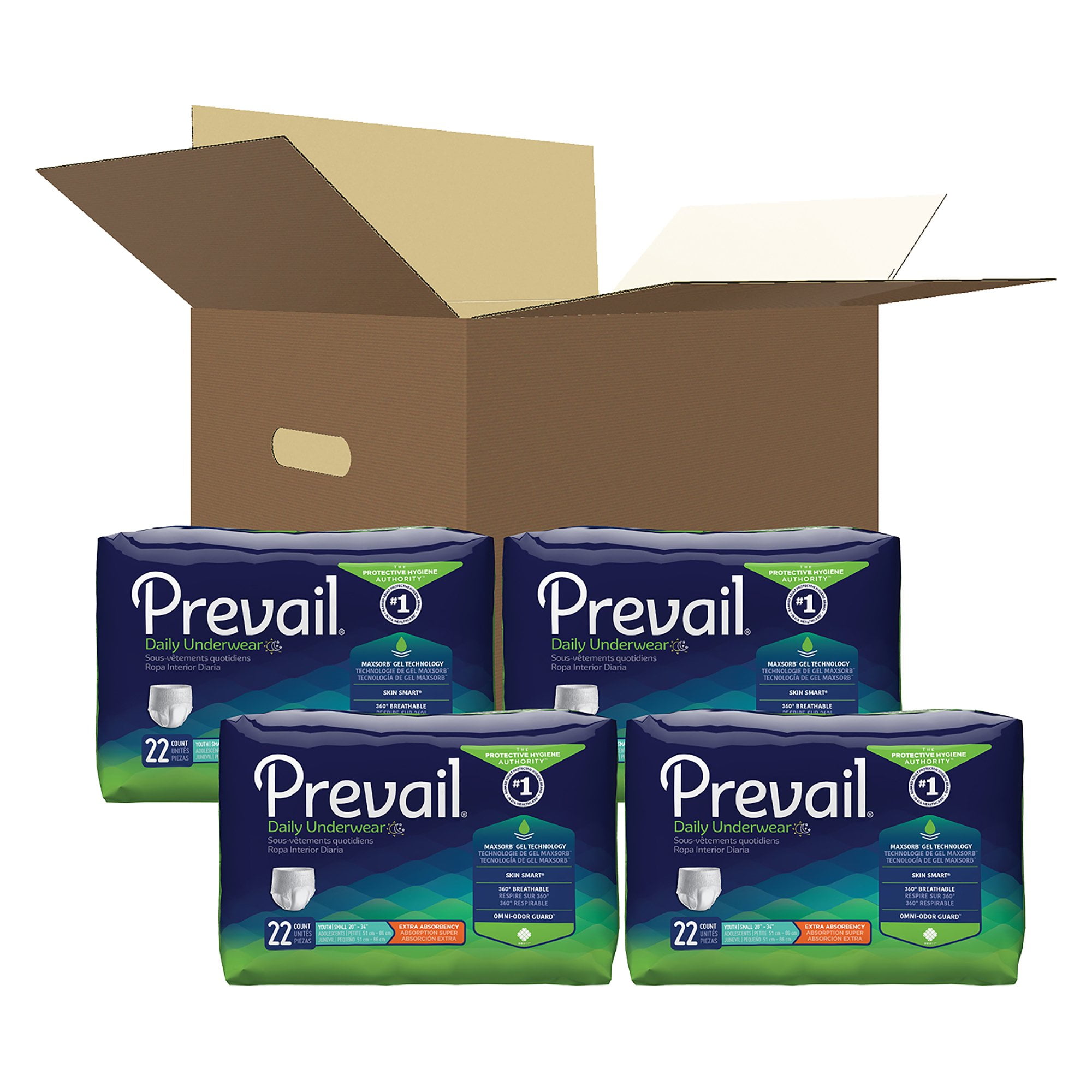 Prevail Daily Disposable Underwear Small Youth, PV-511, Extra, 88 Ct 