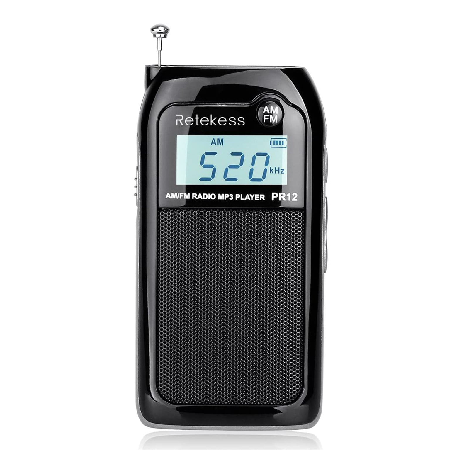 Retekess V112 AM FM Radio de bolsillo portátil sintonización digital  volumen estéreo con auriculares batería recargable para caminar gimnasio  (rojo)