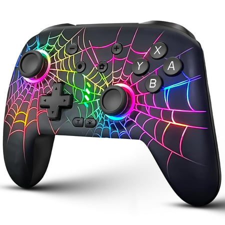 Switch Controller Wireless for Nintendo Switch/Switch Lite/Switch OLED, ZRZLMVP Switch Pro Controller with 10 Colors Light, 1000mAh Rechargeable Battery, Vibration, 6-Axis Gyro, Turbo, Wake Up