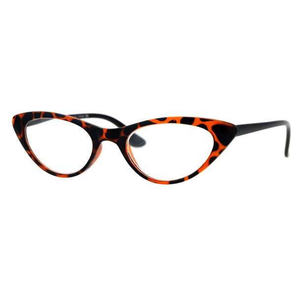Womens Retro Design Narrow Cat Eye Plastic Reading Glasses Tortoise +1.