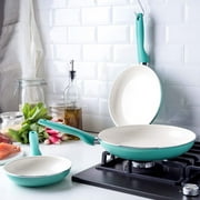 GreenPan Rio Ceramic Nonstick 7, 9.5 and 11 Frypan Set | Turquoise
