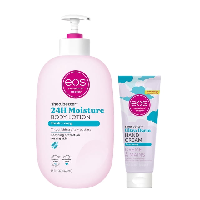 Paquete de loción corporal y crema de manos eos Shea Better