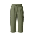 thumbnail image 5 of Bovxnpu Mens Capris Pants Beach Loungewear Pants Men Cargo 7 Pants Solid Elastic Waist Drawstring Side Pockets Casual Pants, 5 of 7