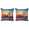 thumbnail image 1 of Ambesonne Colorful Throw Pillow Cover 2 Pack, Big Ben and Parliament, 24", Multicolor, 1 of 6