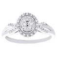 thumbnail image 2 of 10K White Gold Natural Diamond Crisscross Milgrain Halo Oval Promise Ring 1/4 CT, 2 of 5