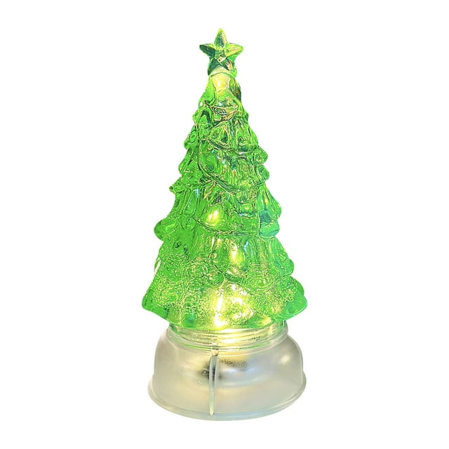 Lksixu Crystal Christmas Tree, Christmas Decorations 5.1" Pre-lit Tabletop Christmas Tree Figurine with LED Lights, Battery Operated Glowing Xmas Tree Night Lamp Table Centerpiece for Holiday Party