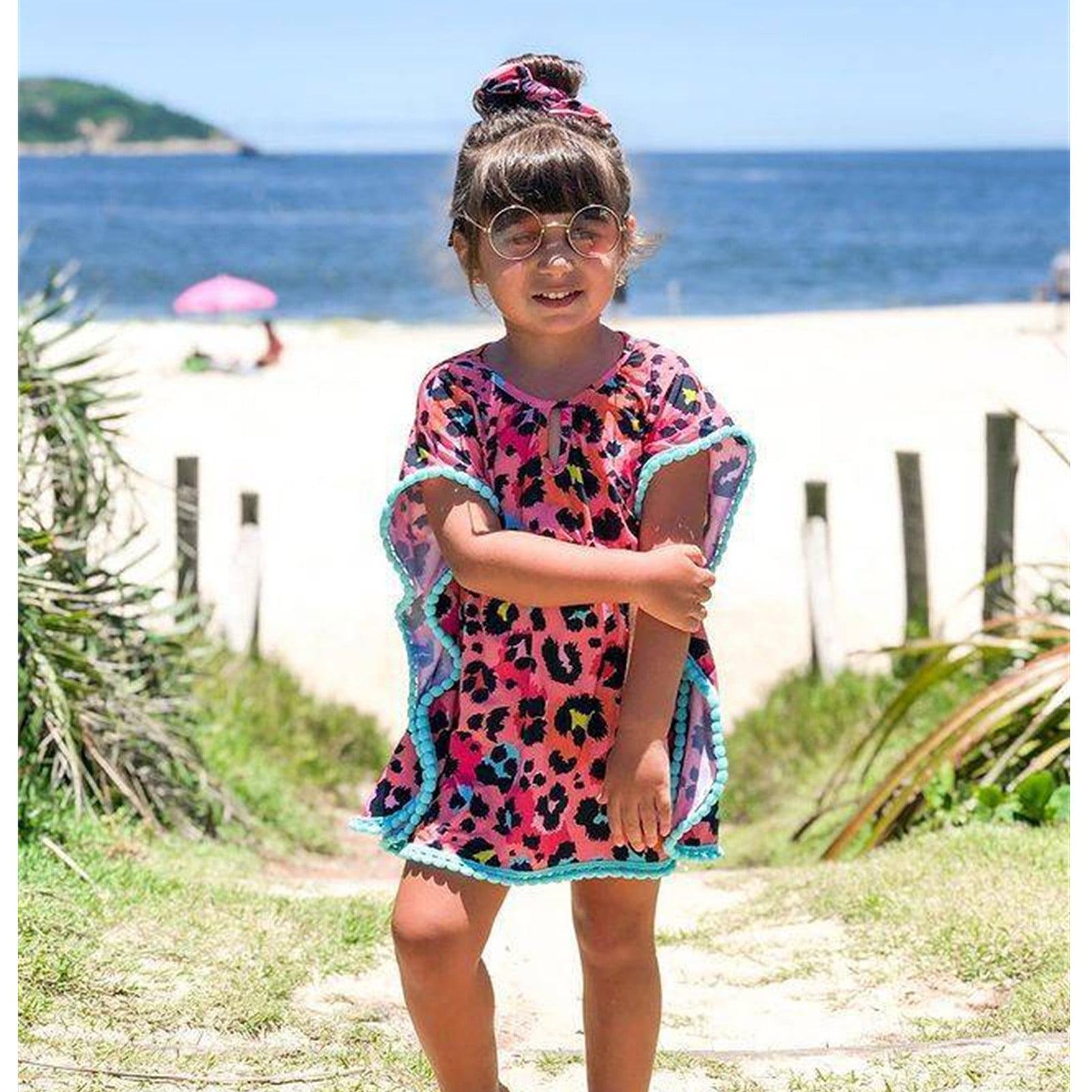 Print Love Unicorn Rainbow Womens Beach Cover Up Chiffon Tassel Swimwear Swimsuit Coverups for Girl 