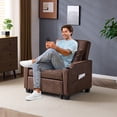 thumbnail image 6 of Ktaxon Sleeper Sofa Bed Convertible Chair Bronzing Cloth 3-in-1 Futon Sofa with Lumbar Pillow for Living Room Bedroom Office Apartment Furniture Brown, 6 of 13