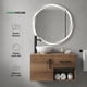 thumbnail image 3 of Set de Mueble Organizador de Baño con Lavabo y Espejo Luz LED Diseño Flotante marron, 3 of 8