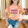 thumbnail image 2 of Toddler Girls Tops & T-Shirts Children's Easter Bunny Print Round Neck Loose Short Sleeve Fashion Casual Comfortable Tshirts Outwear,Pink,6-7 Years, 2 of 4