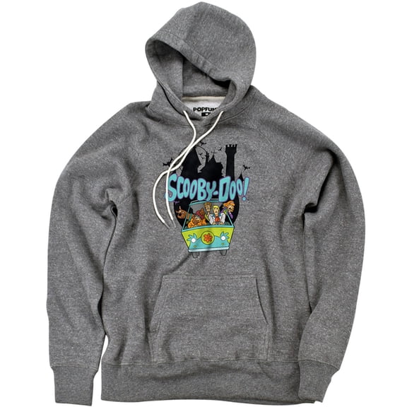 Scooby Doo! Drive! Mystery Machine Unisex Adult Slim Fit Pull-Over Heather Hoodie, Athletic Heather, Small