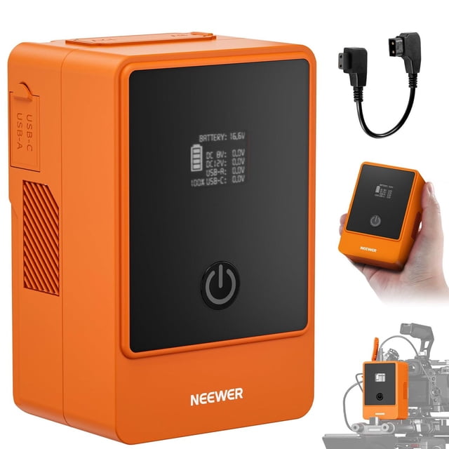 Batería Mini V Mount NEEWER Naranja 6800mAh 99Wh 14.5V para Videocámara Compatible con SmallRig BMPC