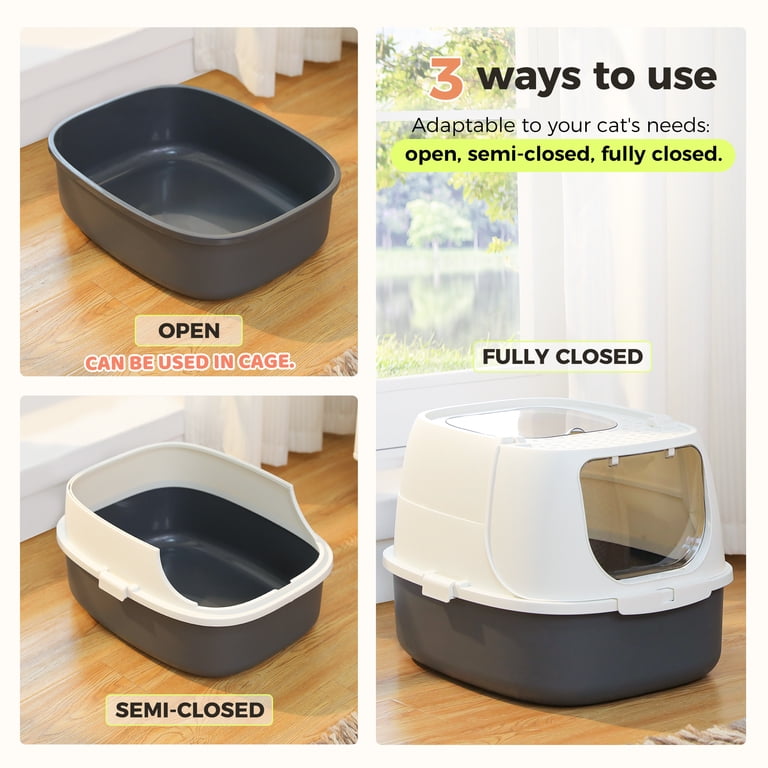 PAWZ Road 2-Doors Enclosed Cat Litter Box Large with Easy-Lift lid