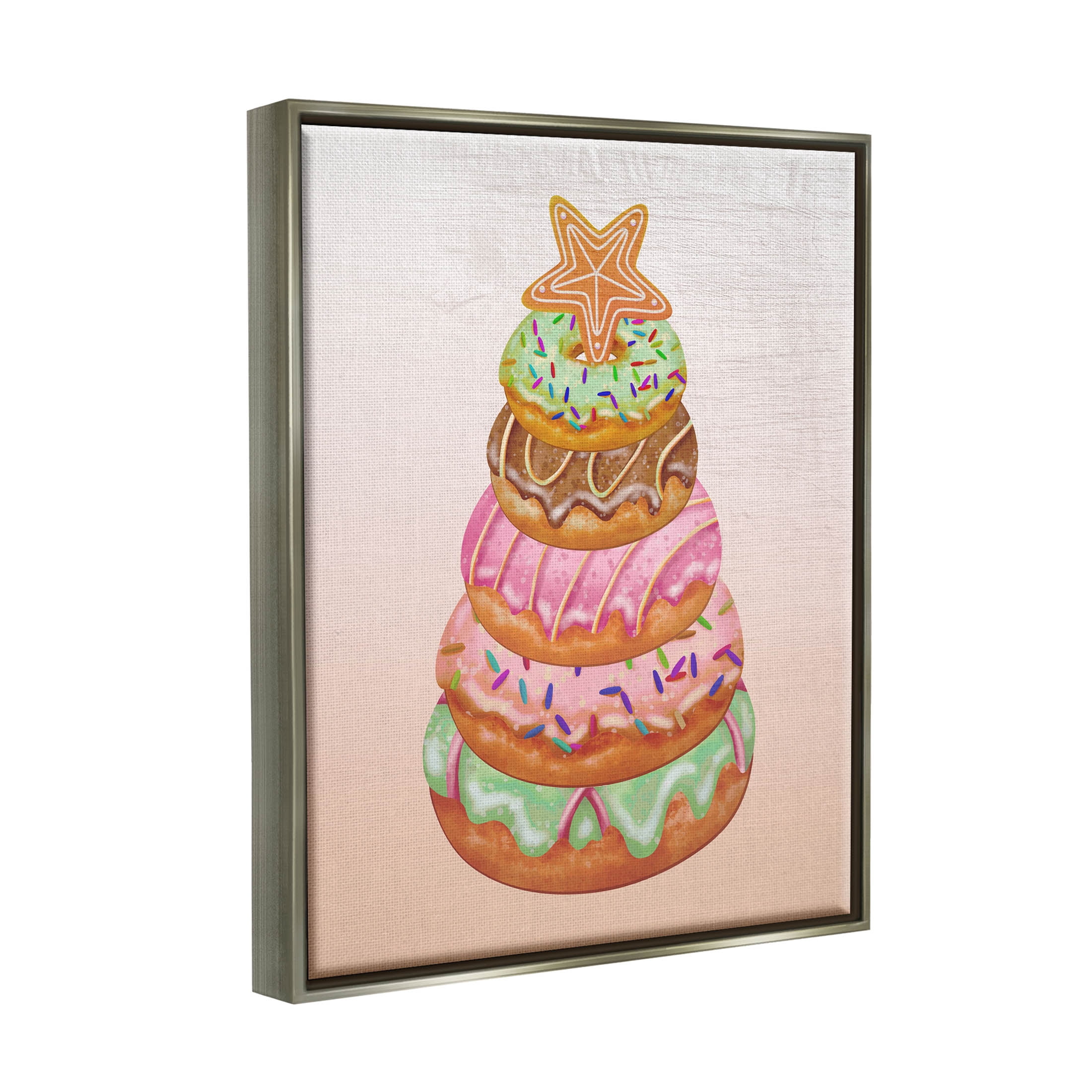 Seasonal Sweets Stacked Donuts Holiday Graphic Art Luster Gray Framed Art Print Wall Art