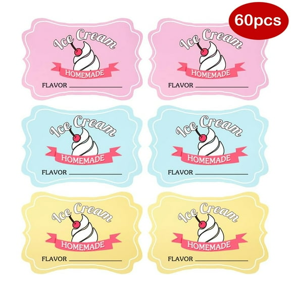 Handcrafted Ice Cream Stickers,3X2 inch Homemade with Love Labels for Ice Cream Containers,60 Pcs