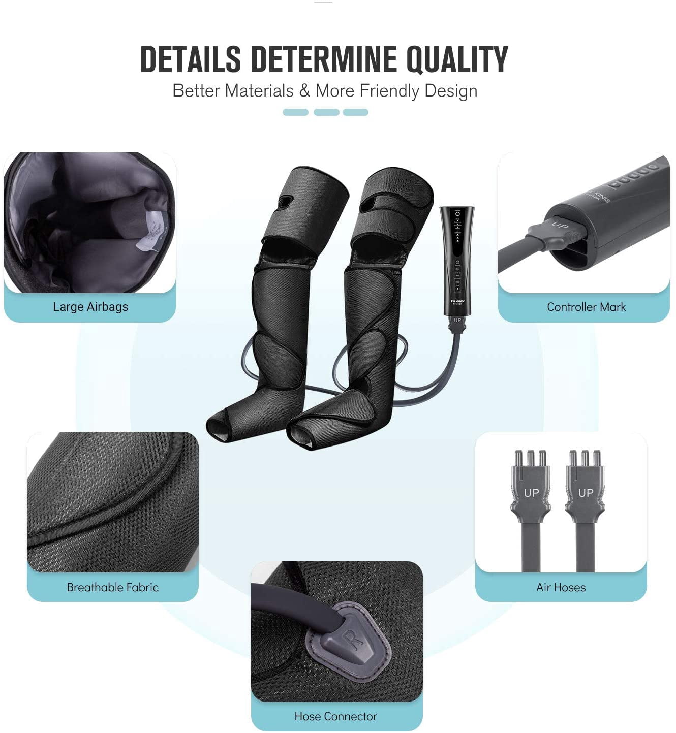 FIT KING Foot and Leg Massager for Circulation and Relaxation with Hand-held Controller 3 Modes 3 Intensities FT-012A