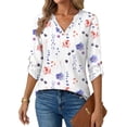 thumbnail image 2 of Fantaslook Roll Up Blouses for Women Dressy Casual Long Sleeve Tunic Tops V Neck Shirts Work Blouses, 2 of 8