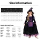 thumbnail image 3 of De Disfraz de bruja de Halloween para niñas, vestido de bruja morado y negro de lujo con sombrero, perfecto para fiestas de Halloween, 3 of 5