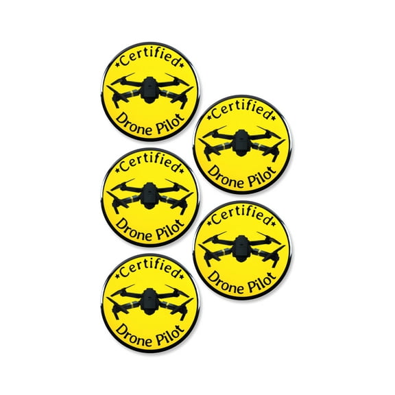 5 Pack - Certified Drone Pilot Pinback Button Badges - 3 Inch