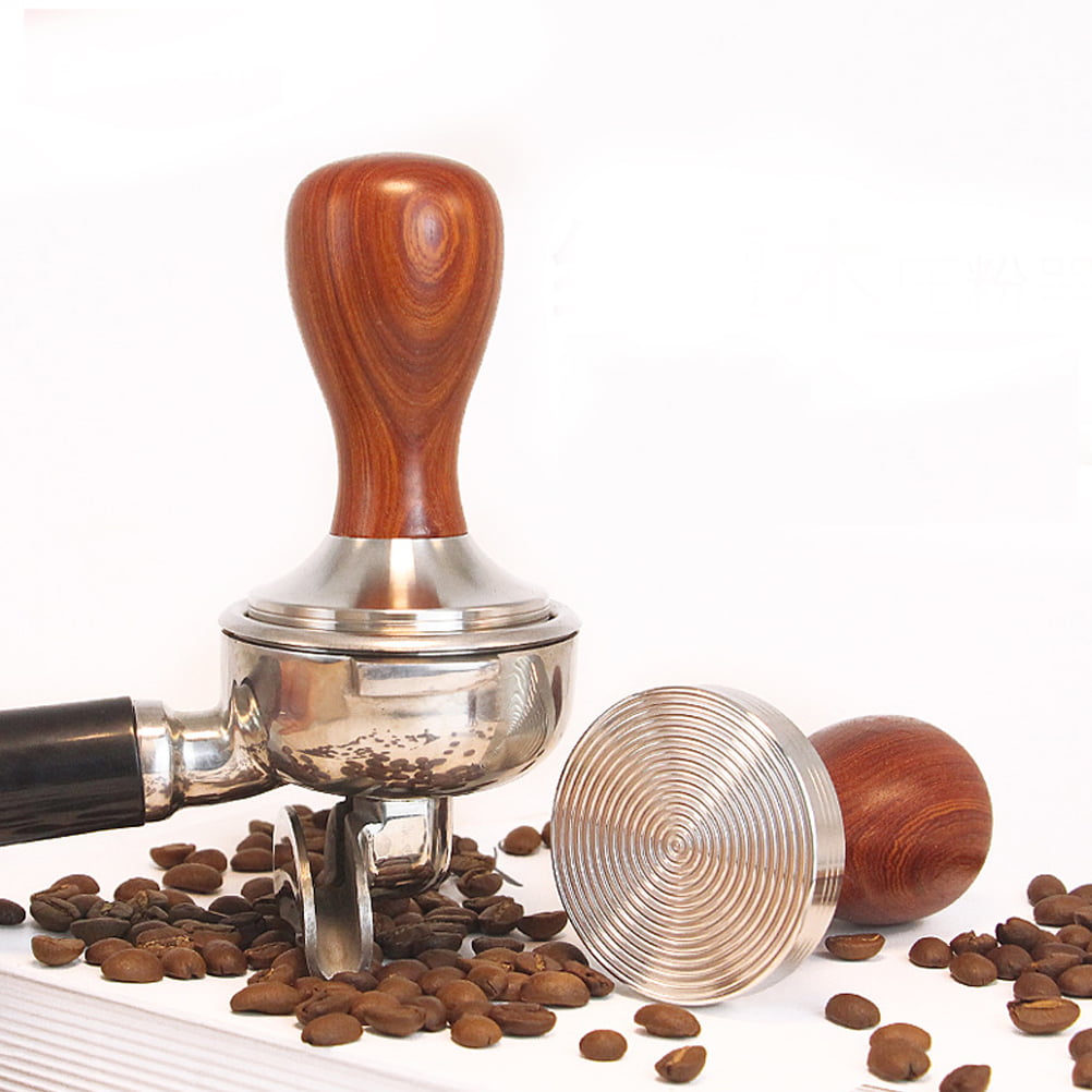 Coffee Tamper 49mm 51mm 58mm Handheld Red Sandalwood Handle Coffee Tamper Thread Base Espresso Coffee Bean Press Tool for Home Office 51MM