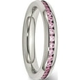 thumbnail image 4 of Stainless Steel Polished 4mm October Pink Cz Ring (Size 6) Made In China sr138-6, 4 of 5