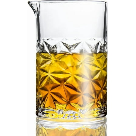 Gleam Adorn Cocktail Mixing Glass, 24 FL OZ Crystal Stirring Glass, Durable Thick Bottom Heavy Base Design, Bartender Gifts for Men, Elegant and Functional Home Barware Tools