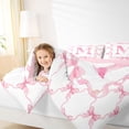 thumbnail image 3 of Erosebridal Girls Pink Bowknot Full Size Comforter Sets,Initial Alphabet M Bedding Sets For Kids,Reversible pink,3 Pieces, 3 of 7