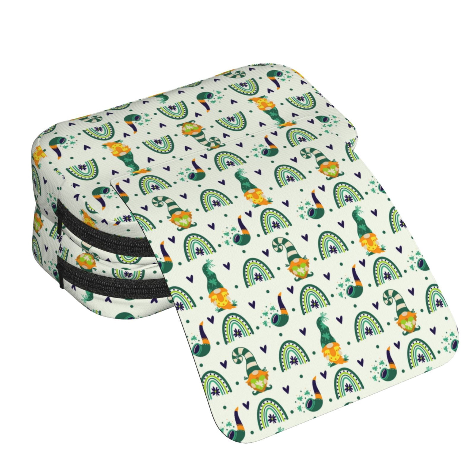 Rateoe St. Patrick's day Pattern Double Clamshell Pen Case, Storage Organizer with Two Zipper Compartments– Holds Up to 50 Pencils & Pens