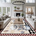 thumbnail image 3 of 5'x7' Area Rugs for Living Room Bedroom, Vintage Gnomes Washable Rug Carpet Runner Indoor Outdoor, Black Red Checkered Retro Art Non Slip Floor Mats Area Rug for Kitchen, Nursery, 3 of 8