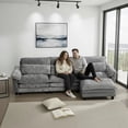 thumbnail image 3 of Howcool 113" Modular Sectional Sofa , 3 Seater L-Shaped Cloud Couch with Movable Ottoman, USB Charging Ports & Side Pockets, Sectional couchs for Living Room,Chenille Fabric,Grey, 3 of 7