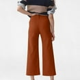 thumbnail image 5 of Ahdbta Women Stretch Twill Cropped Pants Wide Leg Jeans with Patch Pocket Straight Leg Casual Chino Denim Pants, 5 of 9